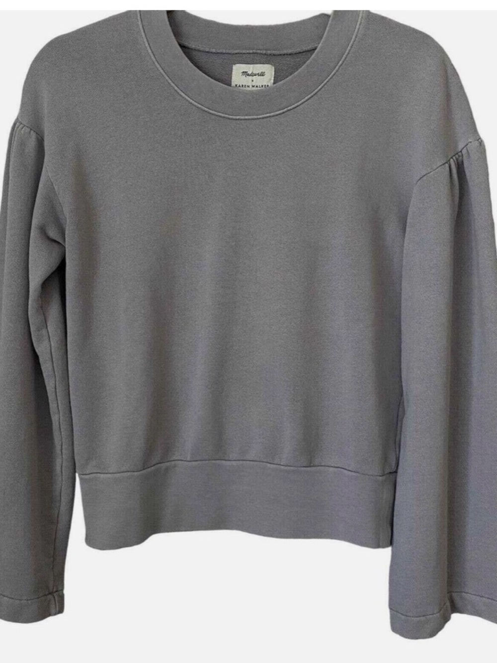 Madewell X Karen Walker Gray garment dyed pullover sweatshirt.
